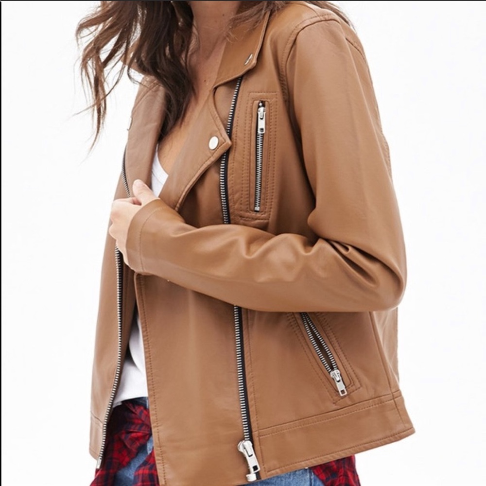 Gorgeous brown faux leather jacket